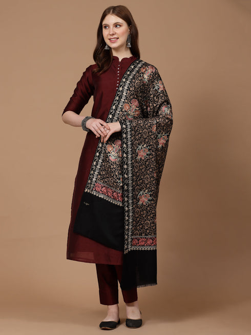 Women's Aari Embroidery Wool Shawl